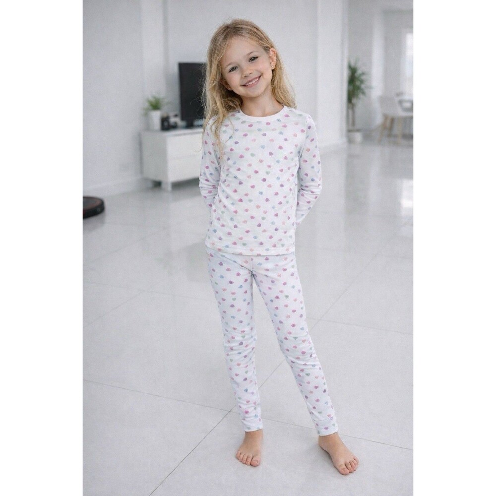 SKIMS Conversation Hearts 2 Piece Ribbed Stretch Fitted Girls Pajama Pjs Set 8